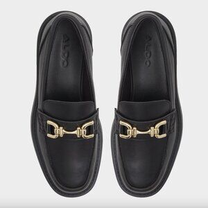 NEW Women's Size 5 ALDO Black Round Toe Lug Sole Oneameth Platform Loafer Shoes